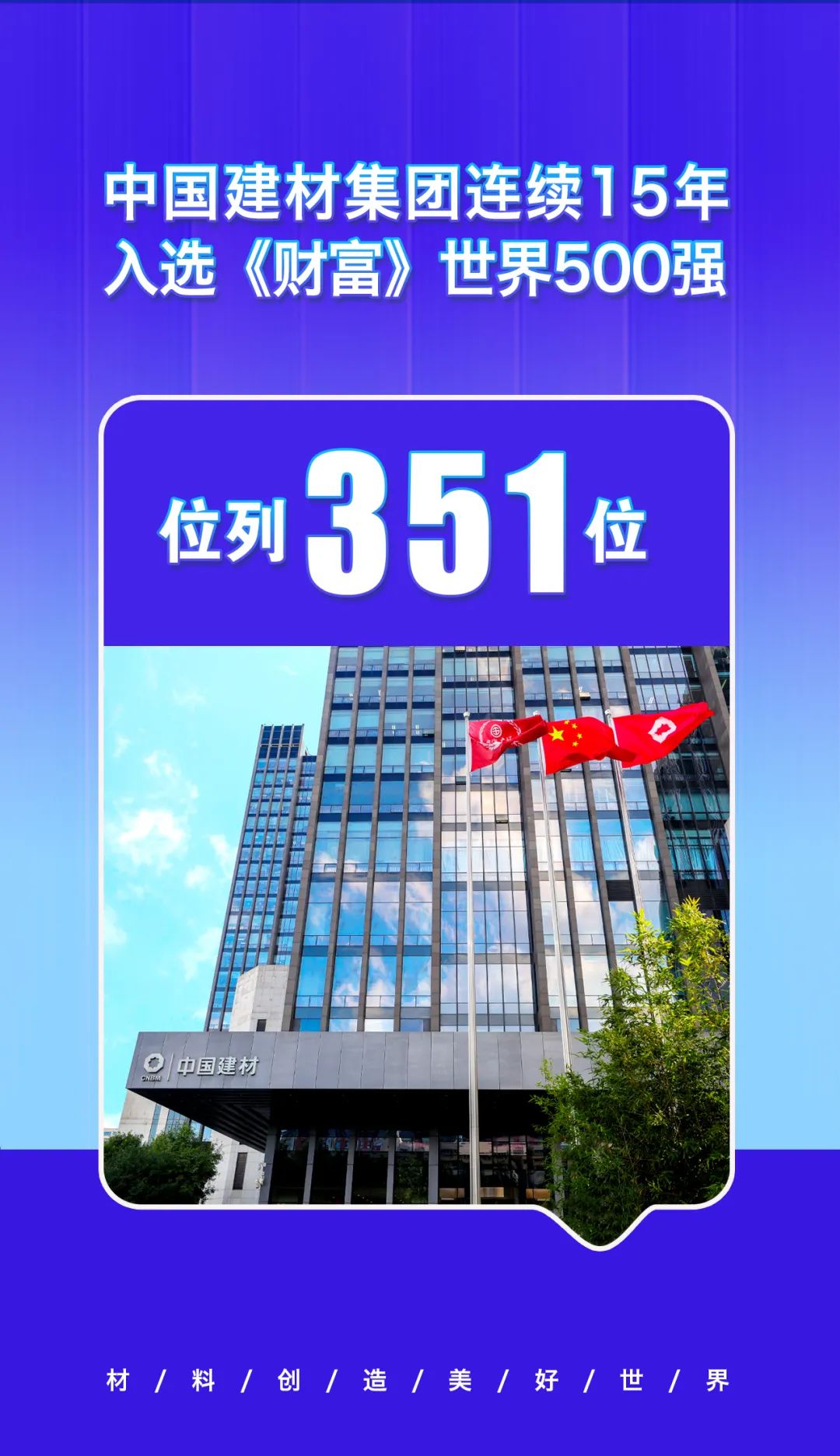 中国建材集团连续十五年进入世界500强